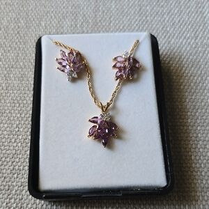 Elegant Purple and Faux Gold Jewelry Set